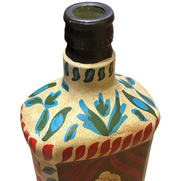 Don Romulo Mezcal Painted Tequila Glass 750ml Bottle Boho Folk Art Mexican - Picture 4 of 7